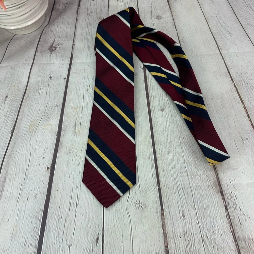 vintage lands' end silk tie diagonal stripes preppy office business attire
